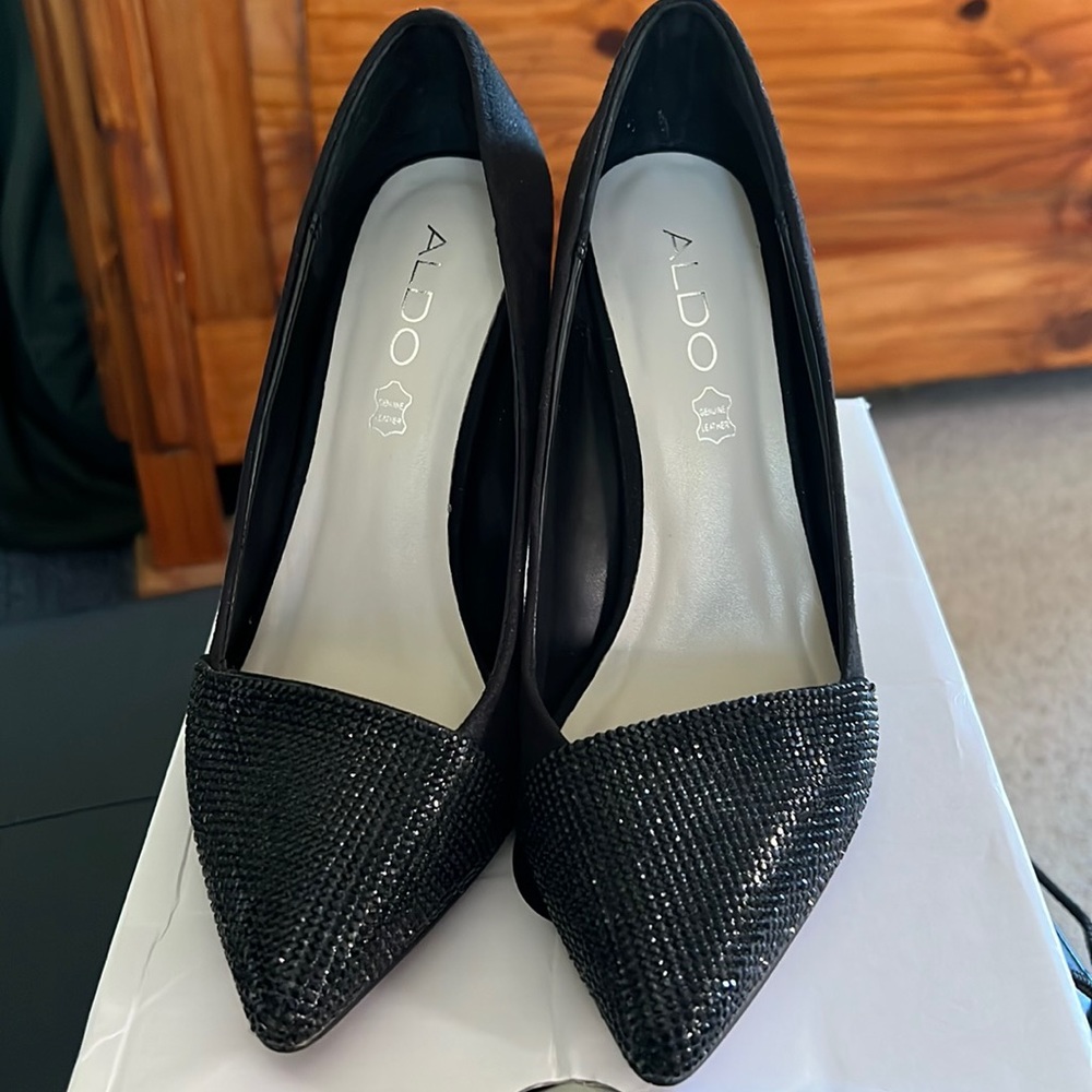 ALDO Sciortino BLACK Heels, Size 7 M New in Box